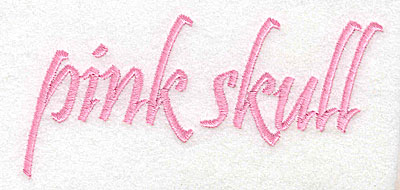 Embroidery Design: Pink Skull text large  4.84w X 2.36h