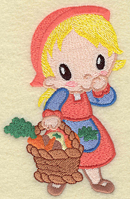 Embroidery Design: Pilgrim girl with basket large 3.25w X 4.92h
