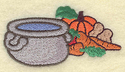 Embroidery Design: Cooking pot with vegetables 3.01w X 1.57h