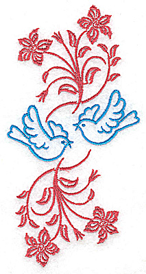 Embroidery Design: Posies and bluebirds B large 2.50w X 4.97h