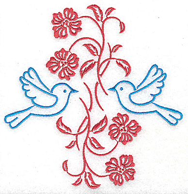 Embroidery Design: Posies and bluebirds C large 4.80w X 4.94h