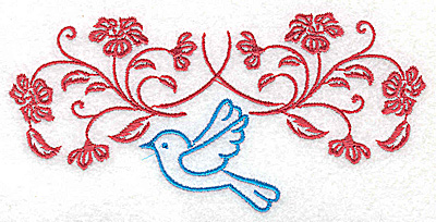 Embroidery Design: Posies and bluebird E large 4.96w X 2.38h