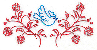 Embroidery Design: Posies and bluebird G large 4.96w X 2.43h