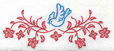 Embroidery Design: Posies and bluebird H large 4.97w X 2.16h