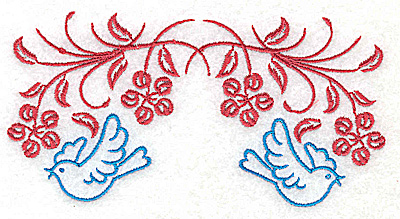 Embroidery Design: Posies and bluebirds I large 4.97w X 2.51h