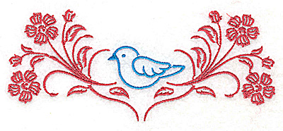 Embroidery Design: Posies and bluebird J large 4.98w X 2.09h