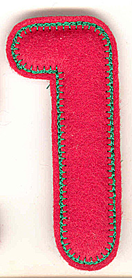 Embroidery Design: Puffy felt number 1 large 2.00w X 4.91h