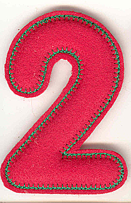 Embroidery Design: Puffy felt number 2 large 3.32w X 4.91h