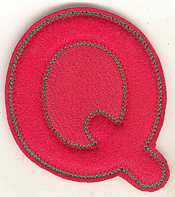 Embroidery Design: Puffy felt alphabet Q large 5.27w X 4.86h