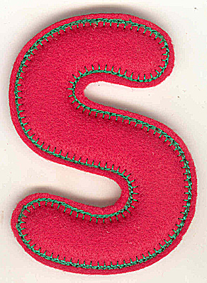 Embroidery Design: Puffy felt alphabet S large 3.44w X 4.99h