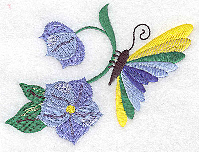 Embroidery Design: Butterfly on flower large 4.85w X 3.67h