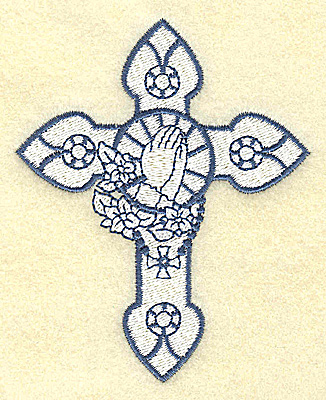 Embroidery Design: Cross with praying hands 3.10w X 3.83h