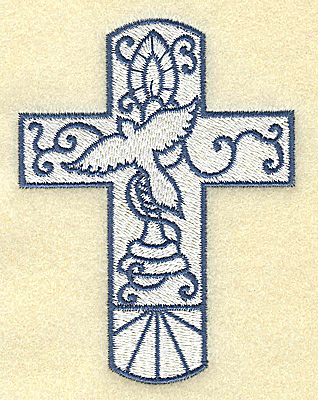 Embroidery Design: Cross with dove 2.91w X 3.87h
