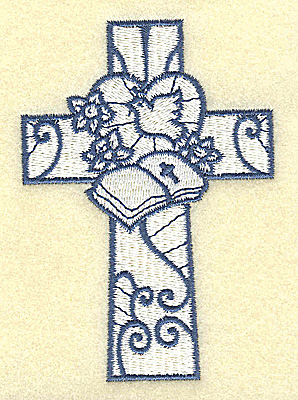 Embroidery Design: Cross with bible and dove 2.70w X 3.87h
