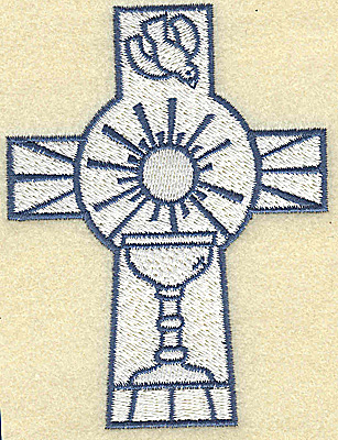 Embroidery Design: Cross with chalice and dove 2.93w X 3.86h