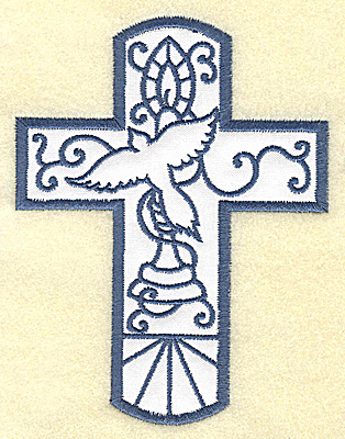 Embroidery Design: Cross applique with dove 3.77w X 4.96h