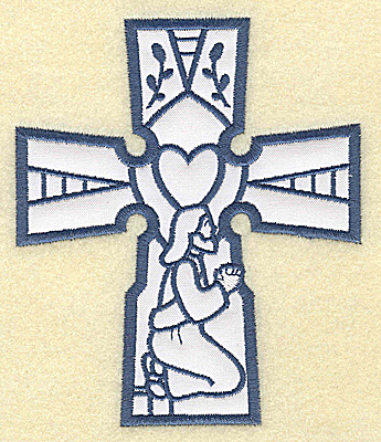 Embroidery Design: Cross applique Jesus praying 4.19w X 4.96h