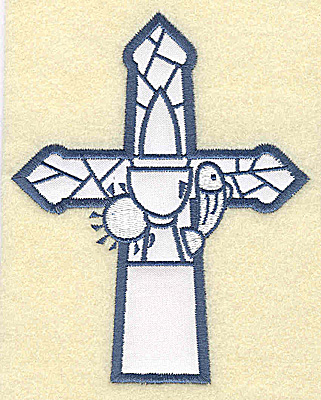 Embroidery Design: Cross applique chalice and fish 3.98w X 4.98h