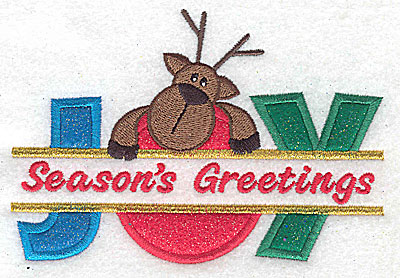 Embroidery Design: Joy Season's Greetings split triple applique 5.27w X 3.62h