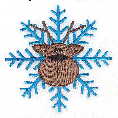 Embroidery Design: Reindeer head on snowflake large 3.80w X 3.81h