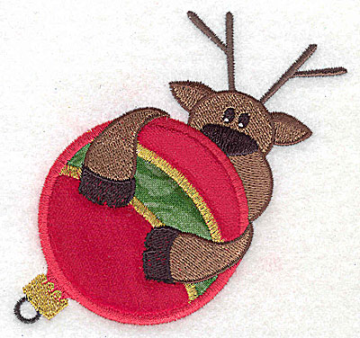 Embroidery Design: Reindeer on ornament appliques 4.11w X 3.85h