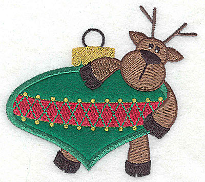 Embroidery Design: Reindeer on ornament appliques 3.87w X 3.49h