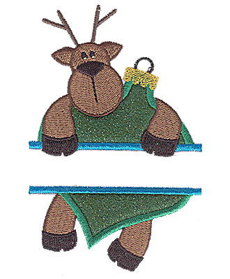 Embroidery Design: Reindeer on ornament split applique 3.02w X 4.74h