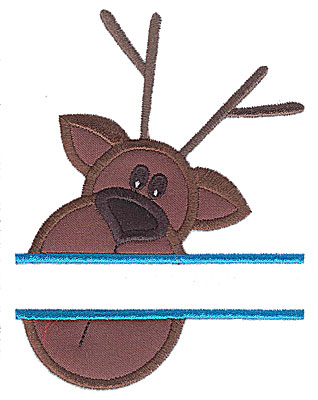 Embroidery Design: Reindeer head split applique    3.75w X 4.95h