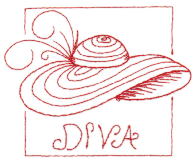 Embroidery Design: Red Hat Diva4.42" x 3.54"