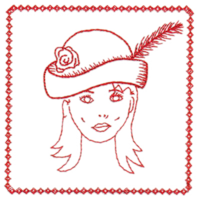 Embroidery Design: Red Hat Portrait4.32" x 4.31"