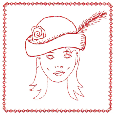 Embroidery Design: Red Hat Portrait (large)6.40" x 6.38"