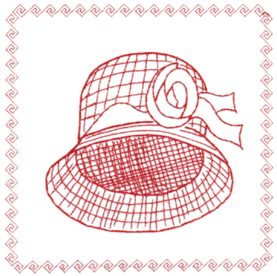 Embroidery Design: Red Hat Framed (large)6.40" x 6.41"