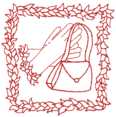 Embroidery Design: Red Hat with purse & gloves4.50" x 4.49"