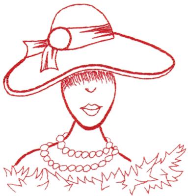 Embroidery Design: Red Hat Sophistication (large)6.26" x 6.43"