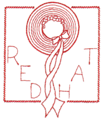 Embroidery Design: Red Hat in frame3.82" x 4.59"