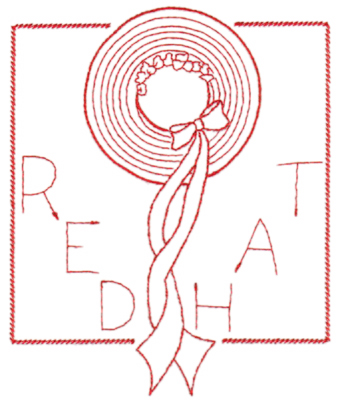 Embroidery Design: Red Hat in frame (large)5.39" x 6.51"