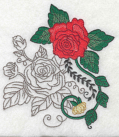 Embroidery Design: Rose Duo C large 4.38w X 4.96h