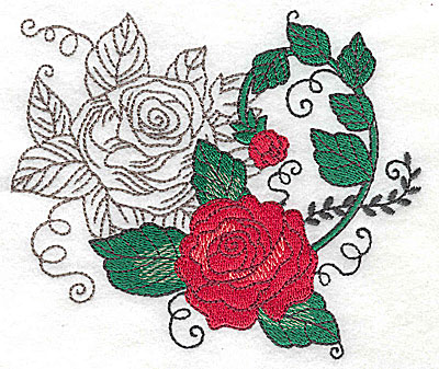 Embroidery Design: Rose Duo H large 4.95w X 4.31h