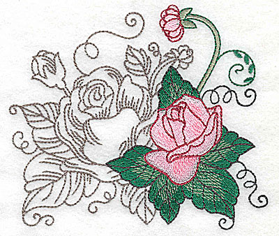 Embroidery Design: Rose Duo I large 4.94w X 4.35h