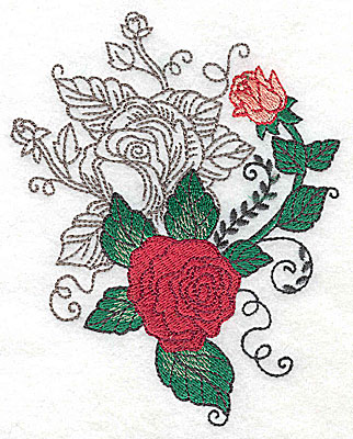 Embroidery Design: Rose Duo J large 3.97w X 4.95h