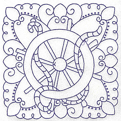 Embroidery Design: Ship's wheel with rope large 6.47w X 6.48h