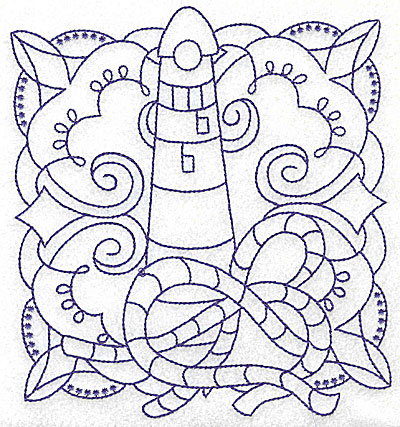 Embroidery Design: Lighthouse with rope large 5.76w X 6.43h