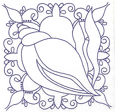 Embroidery Design: Seashell with seaweed large 6.43w X 6.41h