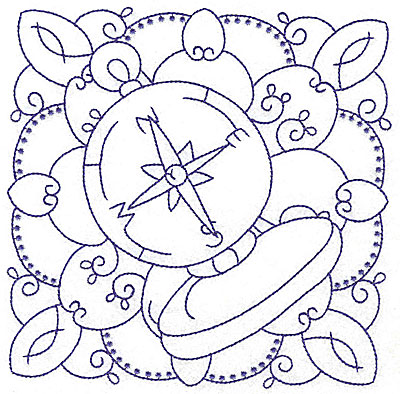 Embroidery Design: Nautical compass large  6.48w X 6.45h
