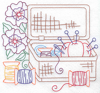 Embroidery Design: Sewing Basket large 7.61w X 7.21h
