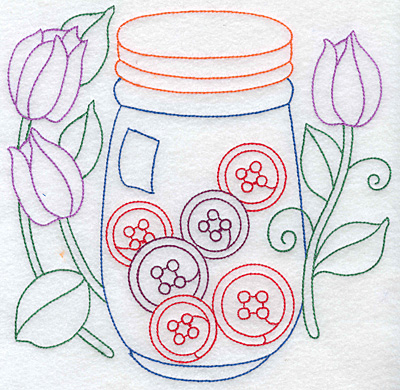 Embroidery Design: Jar of buttons large 7.64w X 7.46h