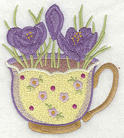 Embroidery Design: Crocus in a cup large 3.97w X 4.49h