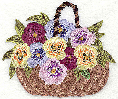 Embroidery Design: Basket of Pansies large 4.82w X 4.12h