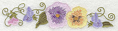 Embroidery Design: Row of Pansies large 6.31w X 1.55h