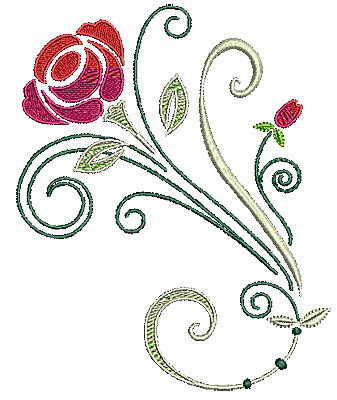 Embroidery Design: Scrollworks rose design 5.70w X 6.97h